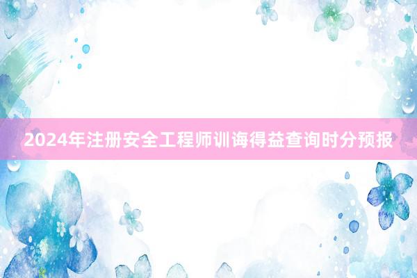 2024年注册安全工程师训诲得益查询时分预报
